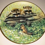 сувенирная тарелка еноты в лесу