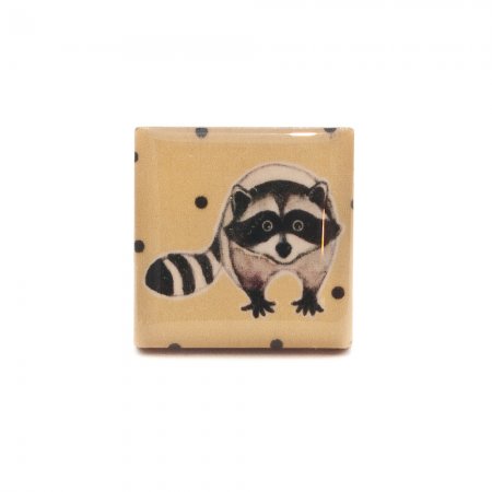 Raccoon Square Brooch - Handmade - Xiao _