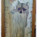 raccoon on a log ceramic tile mosaic