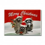 raccoon_merry_xmas_greetings_rectangle_magnet